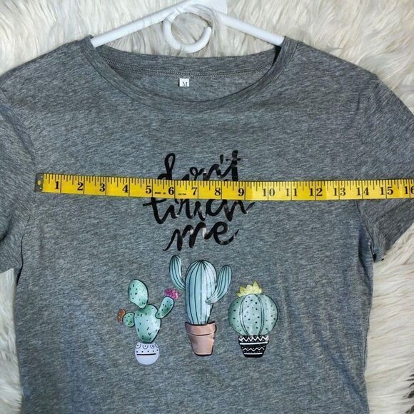 Gray Cactus Graphic T Shirt Dont Touch Me Novelty Tee S/M - Picture 4 of 6